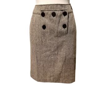 Leaving Soho Wool Tweed Skirt Womens S Beige Brown Career Polished Academia NWT